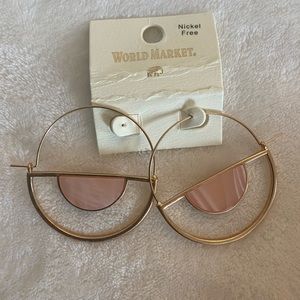 World Market Gold and Blush Modern Hoop Earring